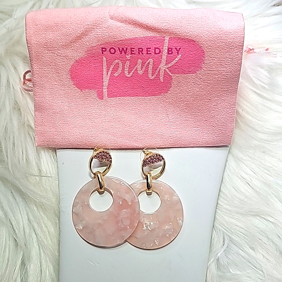 Pink Rhinestone Pearly Pink And Gold Earrings Never Worn In Original Pa 10$